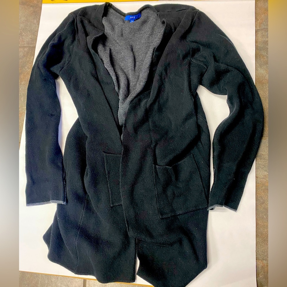 Apt. 9 XL Women's Open Cardigan - Black with pockets on both sides